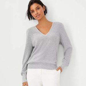Ann Taylor Shimmer Easy V Neck Sweater NWT